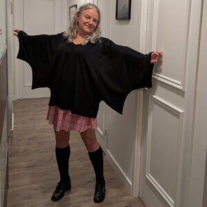 Halloween Plain V Neck Batwing Sleeve T-shirt